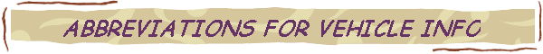 ABBREVIATIONS FOR VEHICLE INFO