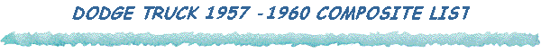 DODGE TRUCK 1957 -1960 COMPOSITE LIST